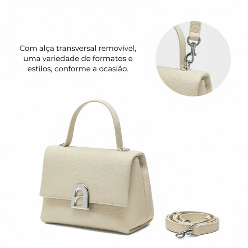 Bolsa Tiracolo Feminina em Couro Bege - Essence