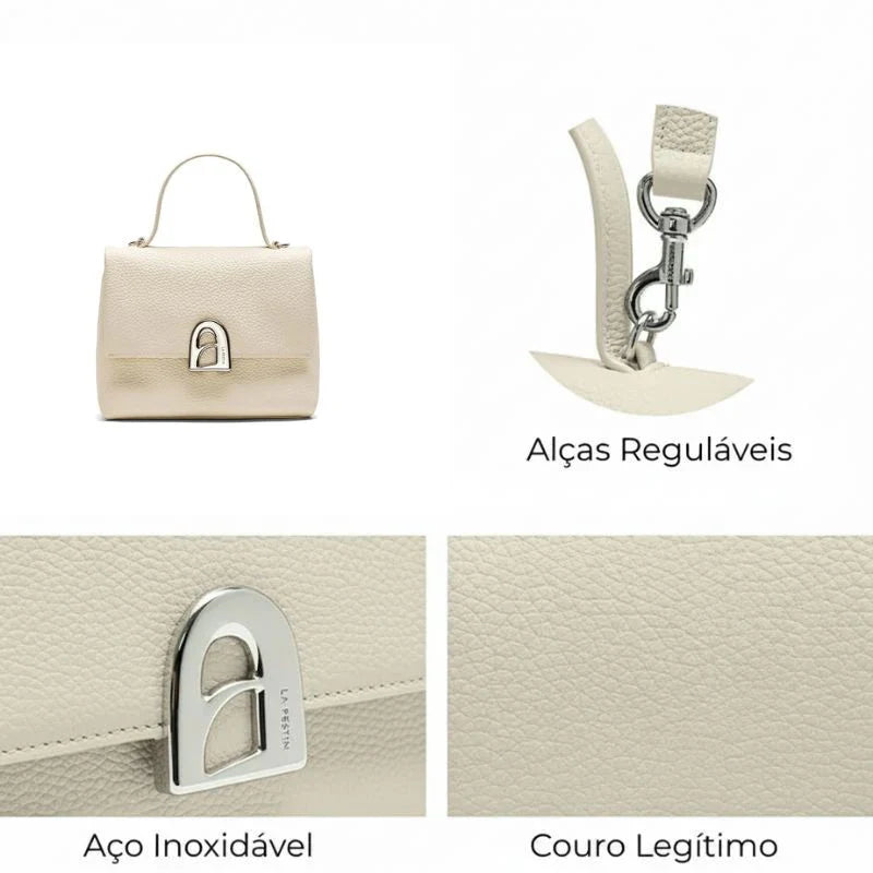 Bolsa Tiracolo Feminina em Couro Bege - Essence