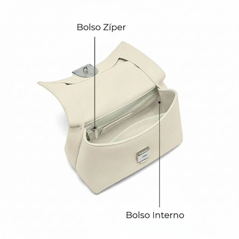 Bolsa Tiracolo Feminina em Couro Bege - Essence