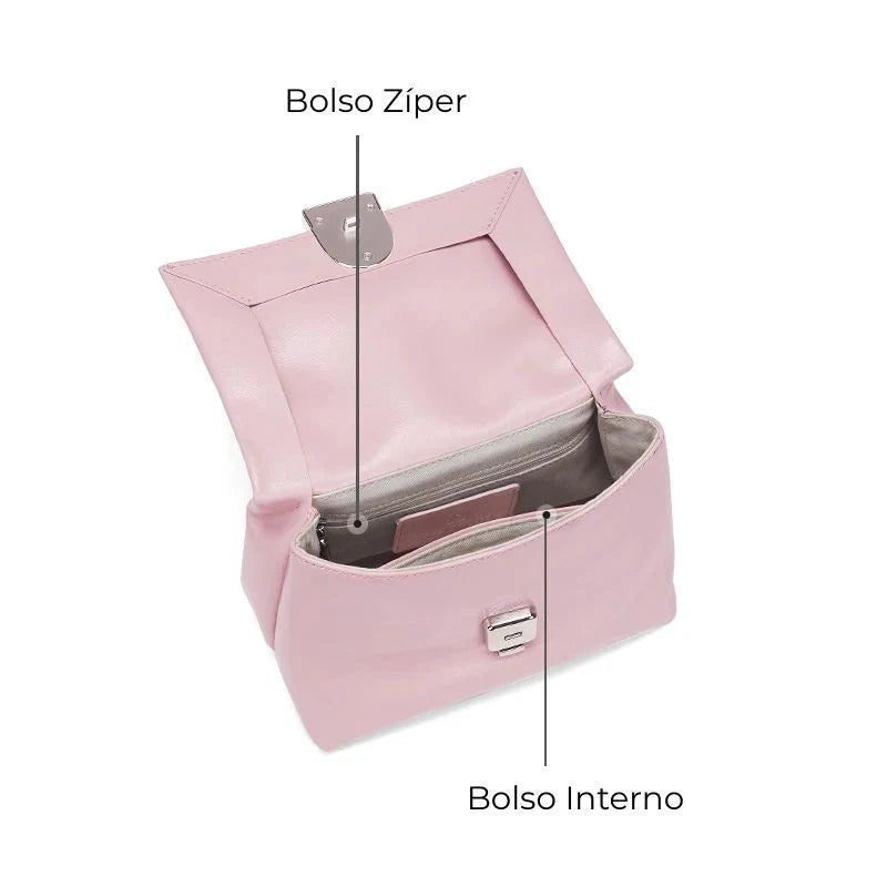 Bolsa Tiracolo Feminina em Couro Pink - Essence