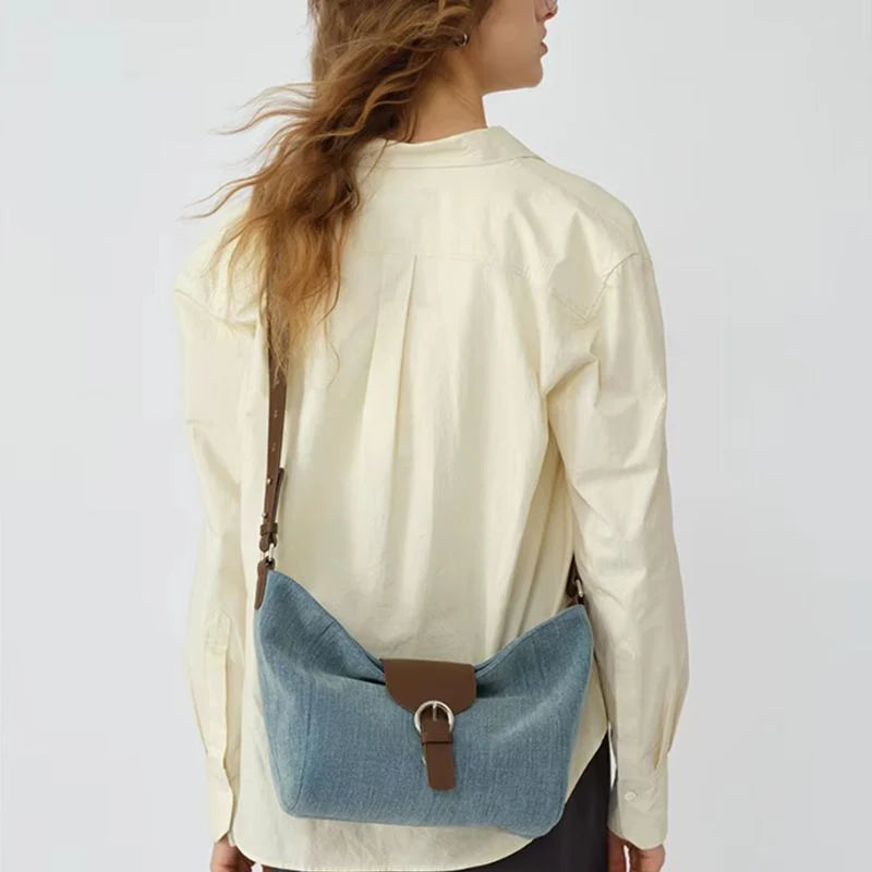 Bolsa Tote Média Camille em Couro Azul