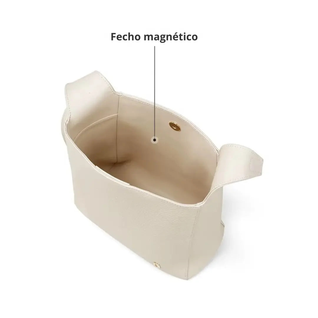 Bolsa Tote Amélie Pequena em Couro Bege