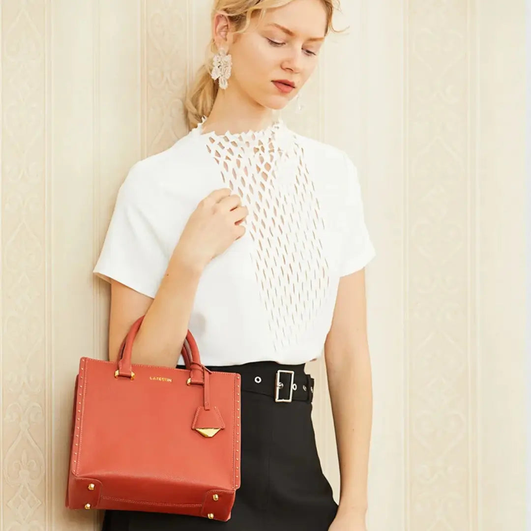 Bolsa Tote Feminina Ella Terracota Média em Couro