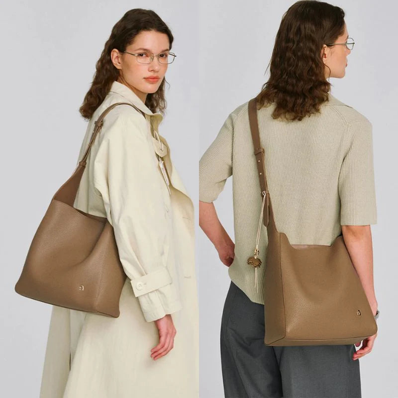 Bolsa Tote Amélie Pequena em Couro Marrom