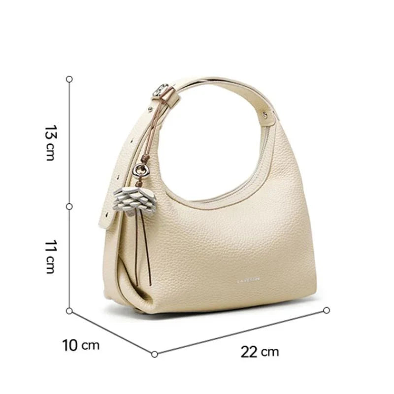 Bolsa Transversal Bege Feminina Pequena de Couro Naomi