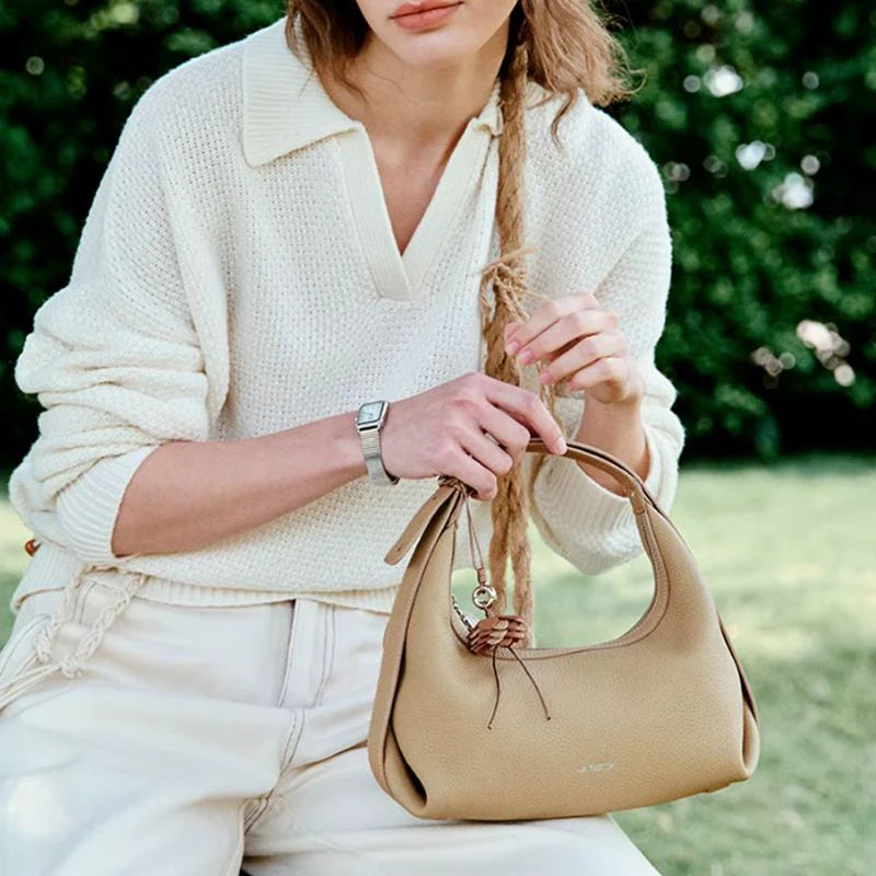 Bolsa Transversal Caqui Feminina Pequena de Couro