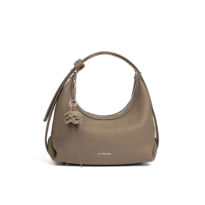 Bolsa de Couro Marrom Feminina Meia Lua Naomi Transversal