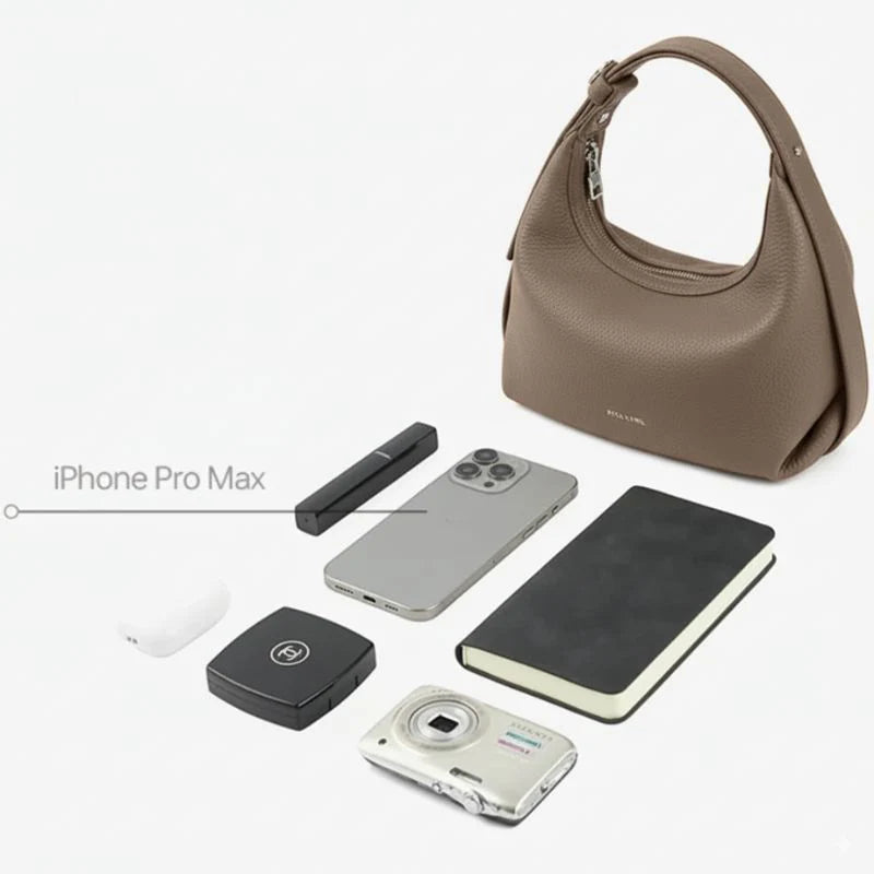 Bolsa de Couro Marrom Feminina Meia Lua Naomi Transversal