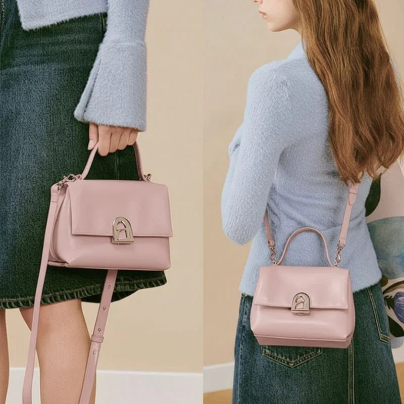 Bolsa Tiracolo Feminina em Couro Pink - Essence