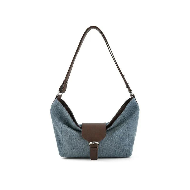 Bolsa Tote Média Camille em Couro Azul