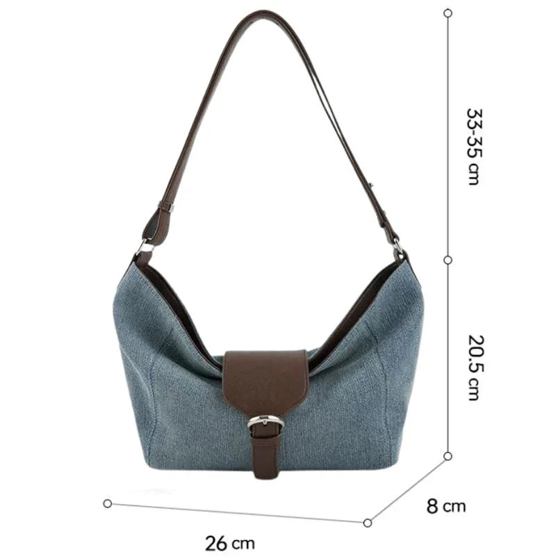 Bolsa Tote Média Camille em Couro Azul
