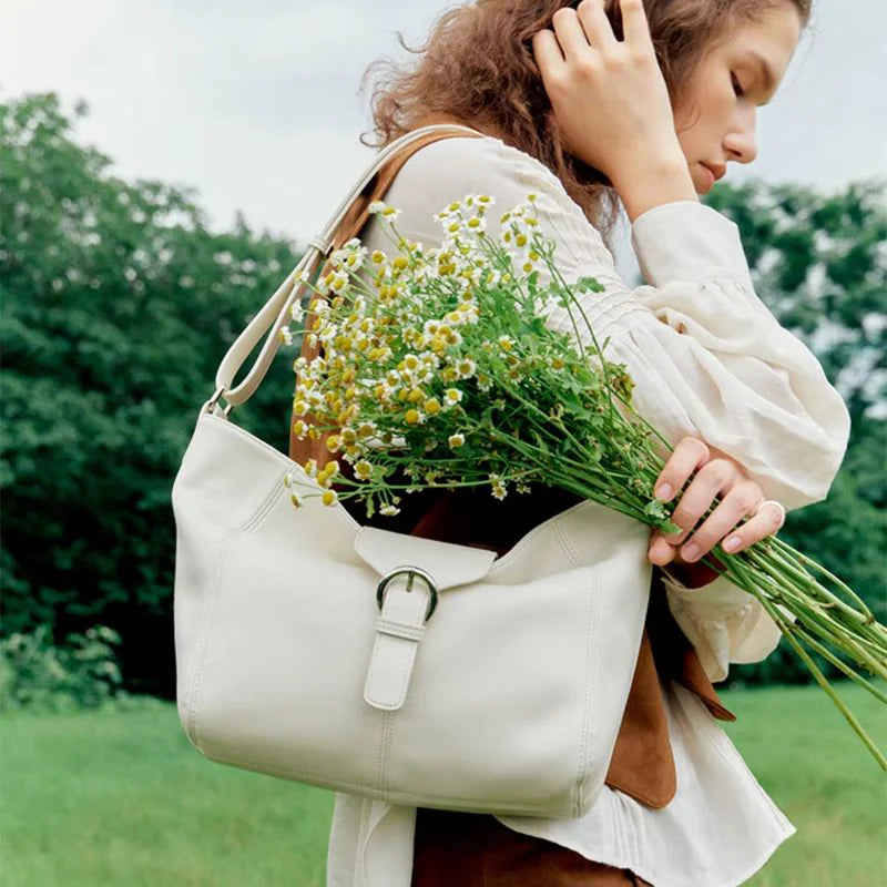 Bolsa Tote Média Camille em Couro Bege