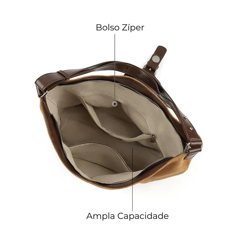 Bolsa Tote Média Camille em Couro Marrom
