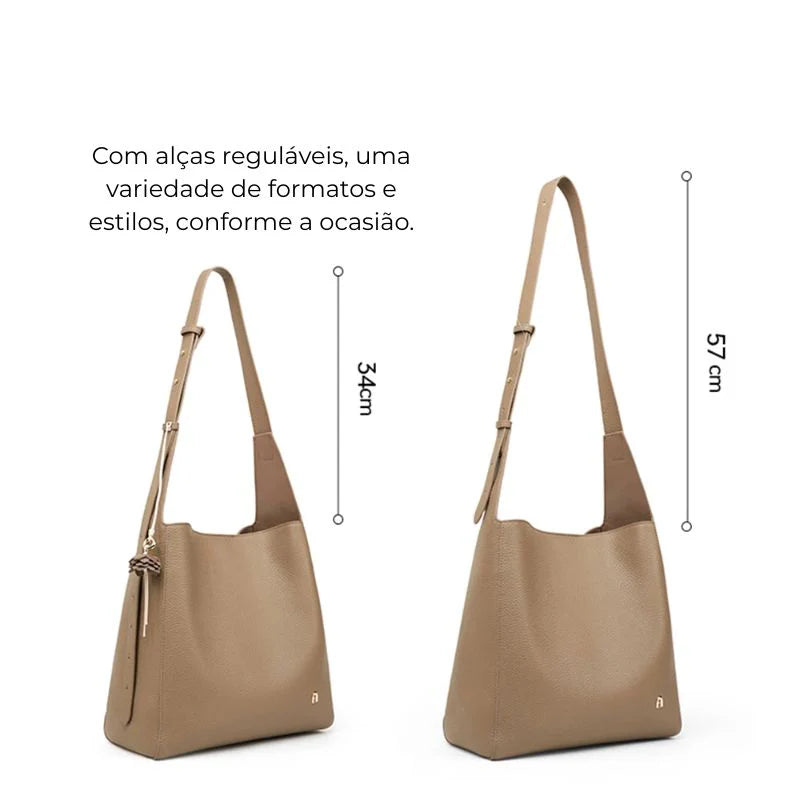 Bolsa Tote Amélie Pequena em Couro Marrom