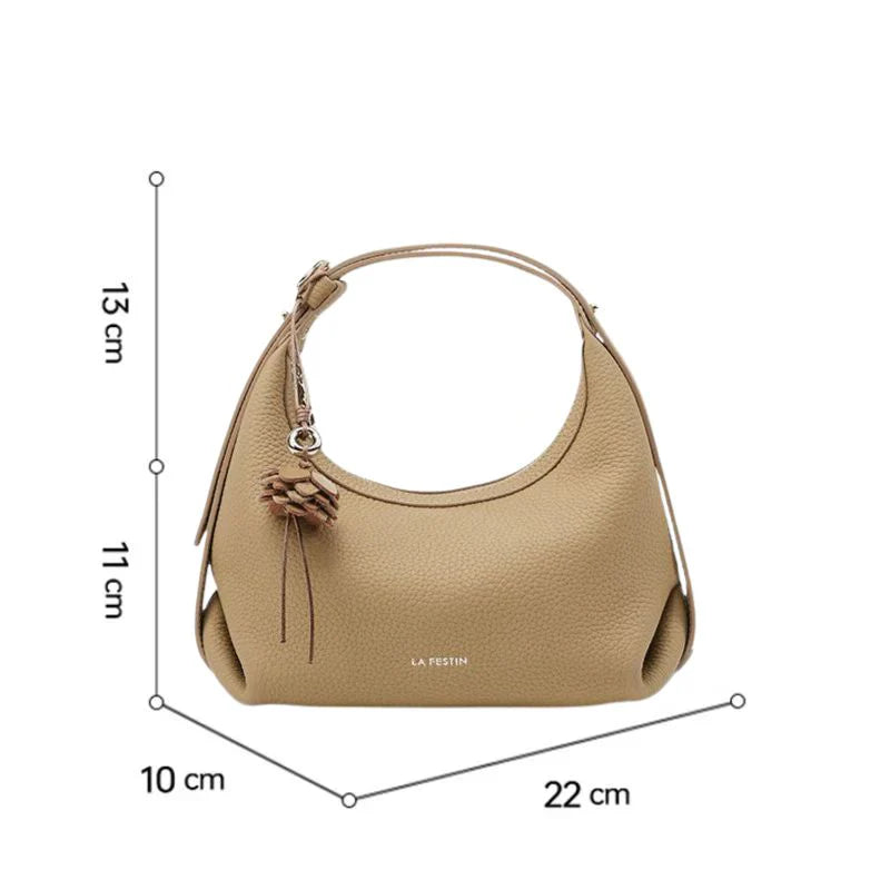 Bolsa Transversal Caqui Feminina Pequena de Couro