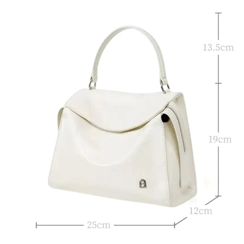 Bolsa Transversal Feminina Média em Couro Branco Ellen