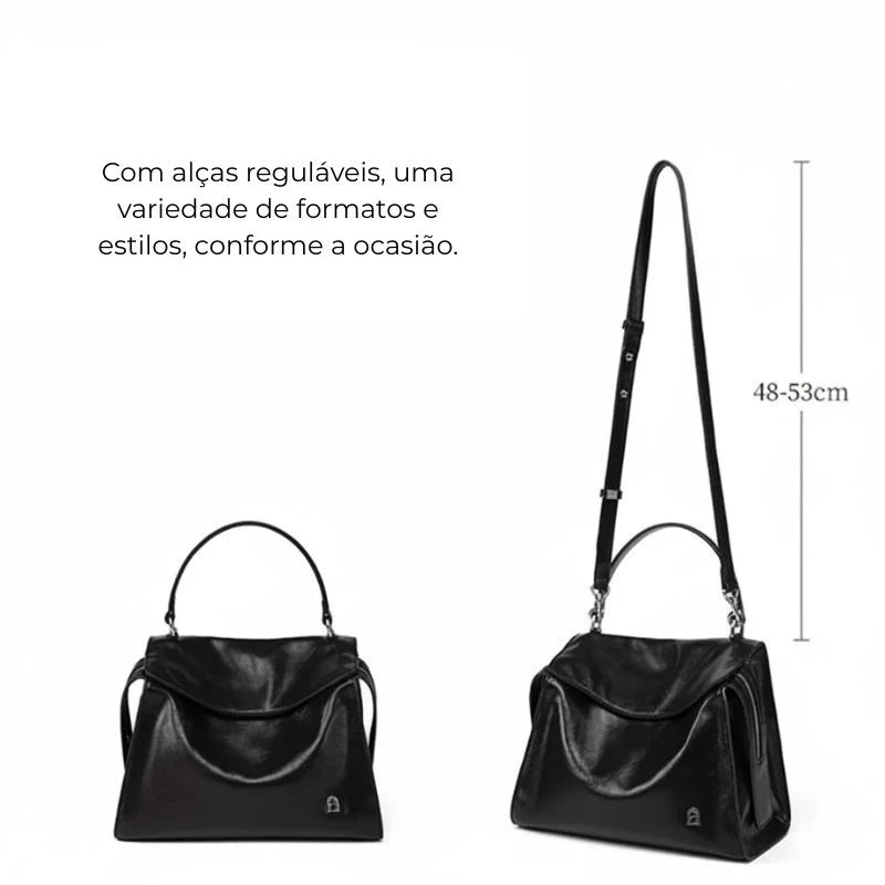 Bolsa Transversal Ellen Feminina Média em Couro Preto