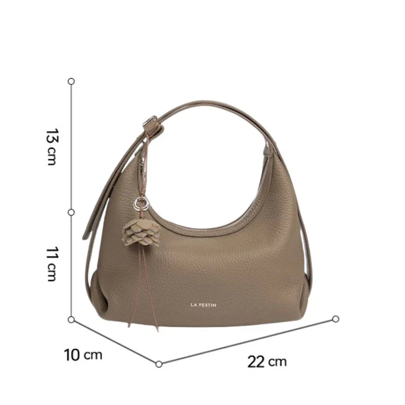 Bolsa de Couro Marrom Feminina Meia Lua Naomi Transversal