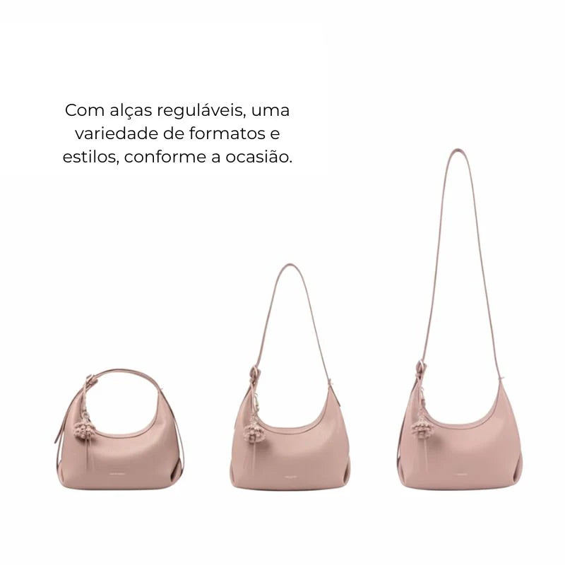 Bolsa Naomi Transversal Rosa Feminina Pequena de Couro